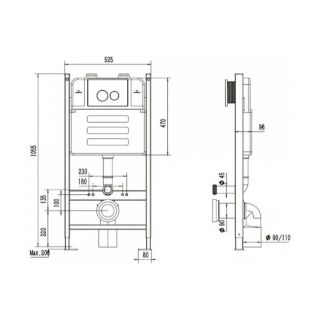 Инсталляция для подвесного унитаза Maretti AC11P5014, без клавиши